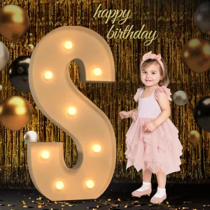 Marquee Light Up Letters, 3FT Large Light Up Letters for Party, Marquee Numbers, Mosaic Balloon Frame, Cardboard Letters for Birthday Wedding Engagement Party Backdrop Decorations, Letter S