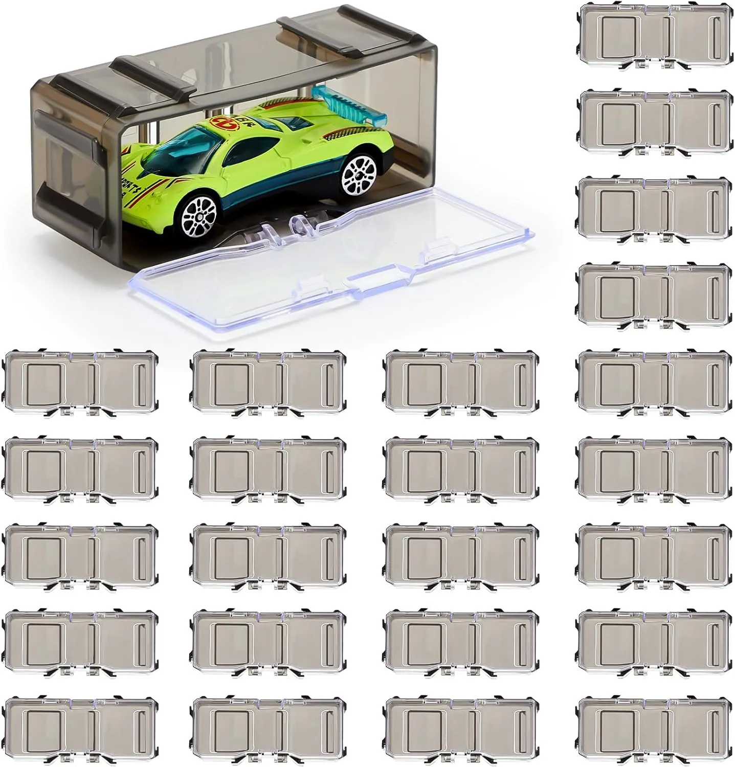 Marsui 50 Pcs 1/64 Scale Toy Cars Organizer Storage Case Clear Individual Toy Car Display Case1.4 x 1.4 x 3.5 Inches