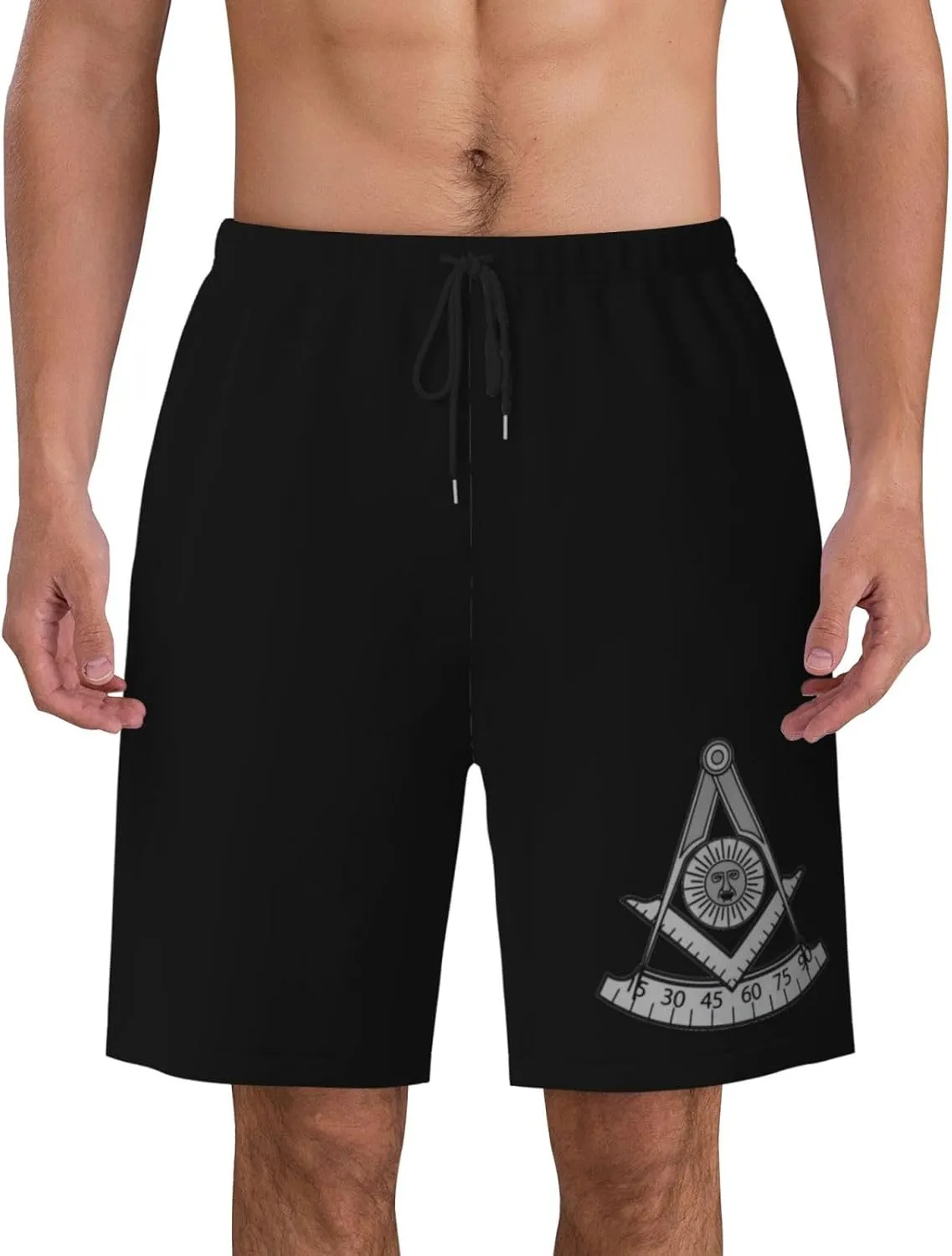 Masonic Past Master Universal Mens Swim Trunks Quick Dry Board Shorts 7" - Hawaii Beach Swimwear