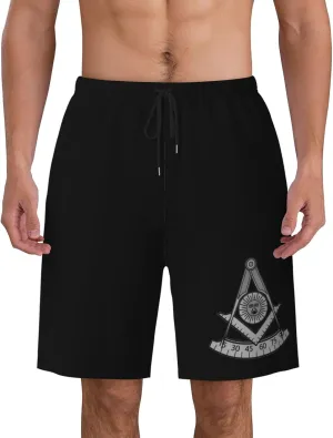 Masonic Past Master Universal Mens Swim Trunks Quick Dry Board Shorts 7" - Hawaii Beach Swimwear