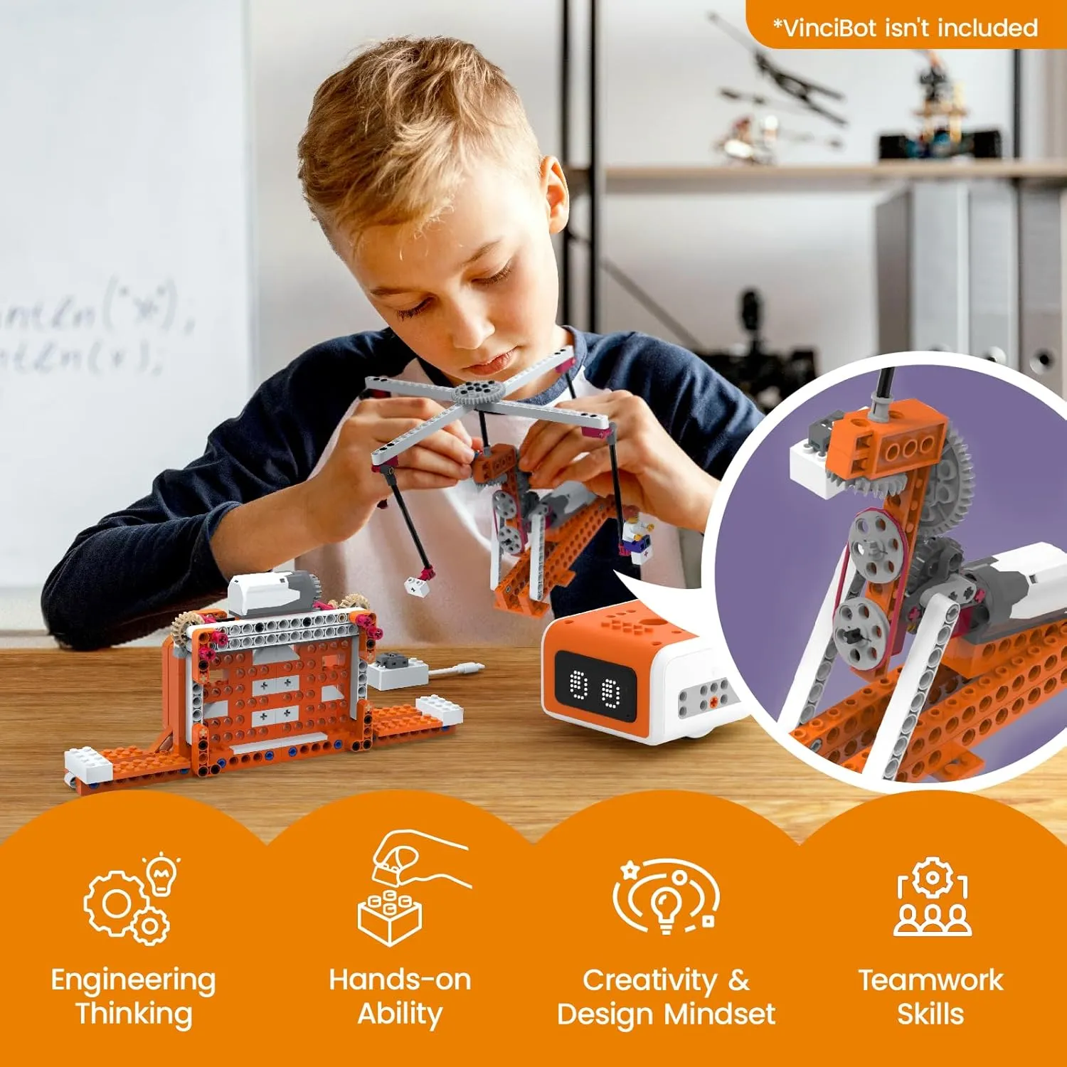 Matatalab Creator Kit, Add-on Pack for VinciBot Coding Robot, 434  Building Blocks STEM Educational Kit with 20 Building Cases, DIY Building Science Experiment Kit for Kids Ages 8-12