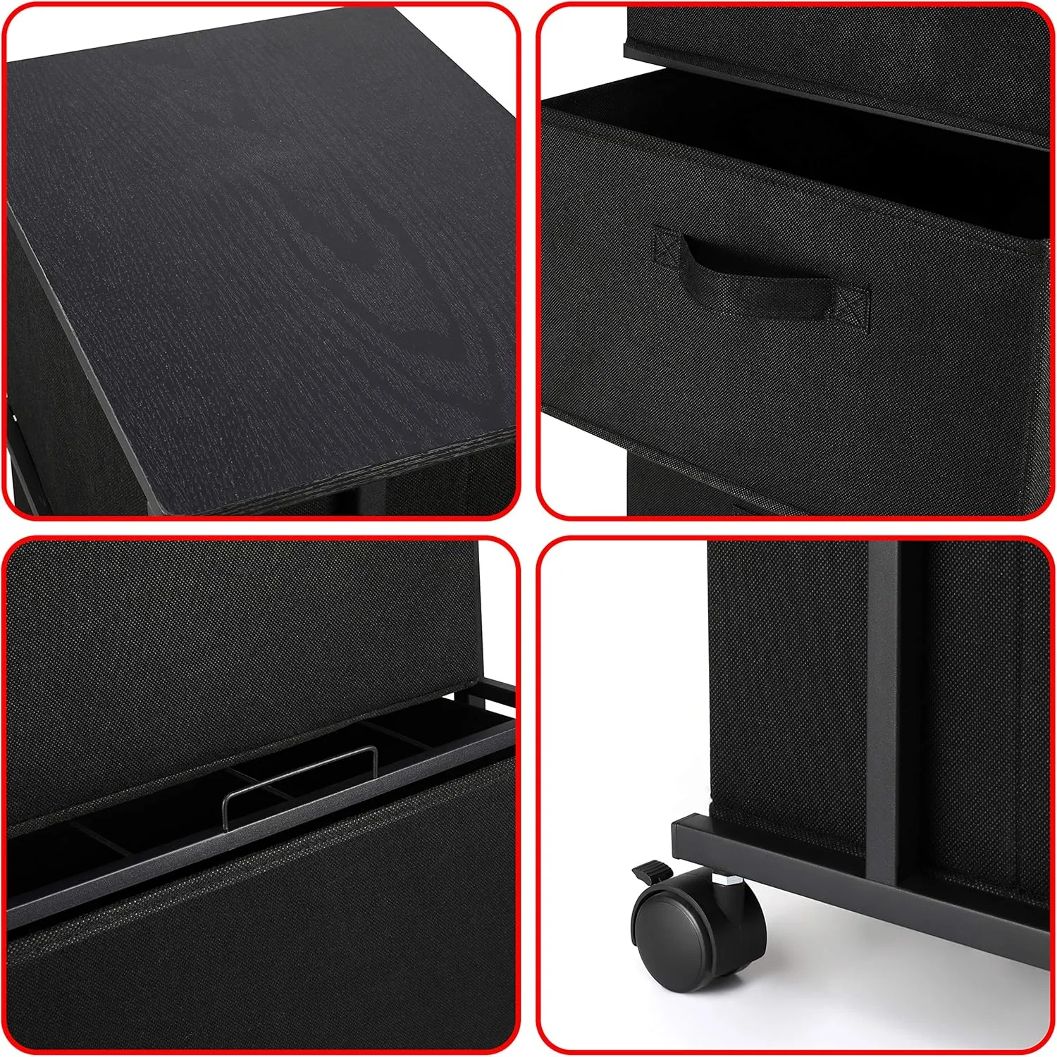 MAX Houser Dresser Storage with 3 Drawers, Fabric Dresser Tower, Vertical Storage Unit for Bedroom, Closet, Office, Black
