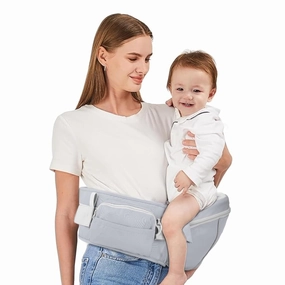 Maya Lilly Ultimate Baby Hip Seat Carrier - Baby Carrier Newborn to Toddler with Adjustable Fit, Premium Cotton Infant Hip Sling with Pockets, Ergonomic Toddler Holder - Gray