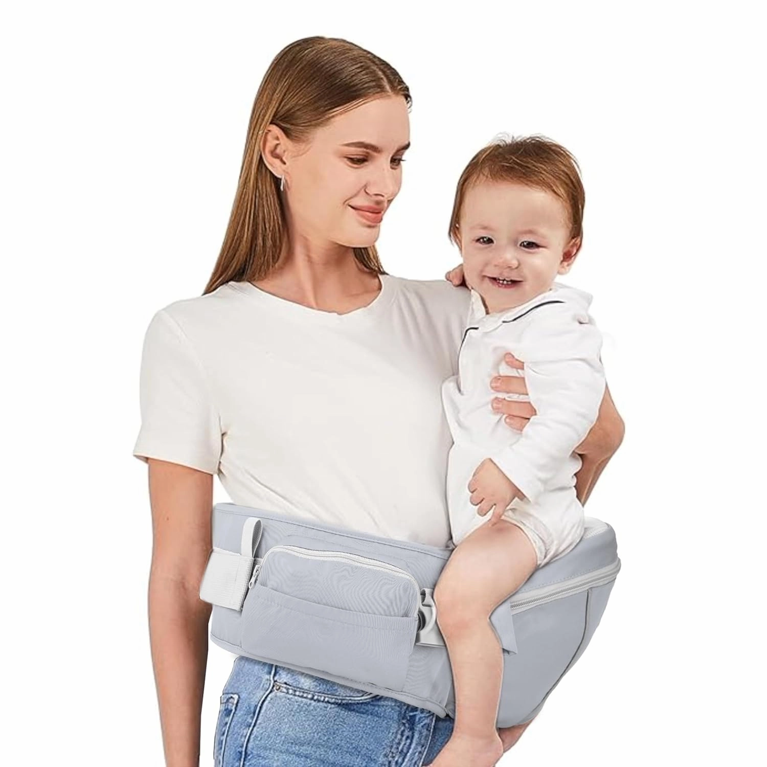 Maya Lilly Ultimate Baby Hip Seat Carrier - Baby Carrier Newborn to Toddler with Adjustable Fit, Premium Cotton Infant Hip Sling with Pockets, Ergonomic Toddler Holder - Gray