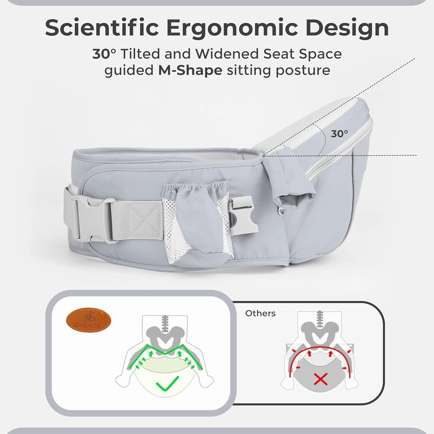 Maya Lilly Ultimate Baby Hip Seat Carrier - Baby Carrier Newborn to Toddler with Adjustable Fit, Premium Cotton Infant Hip Sling with Pockets, Ergonomic Toddler Holder - Gray