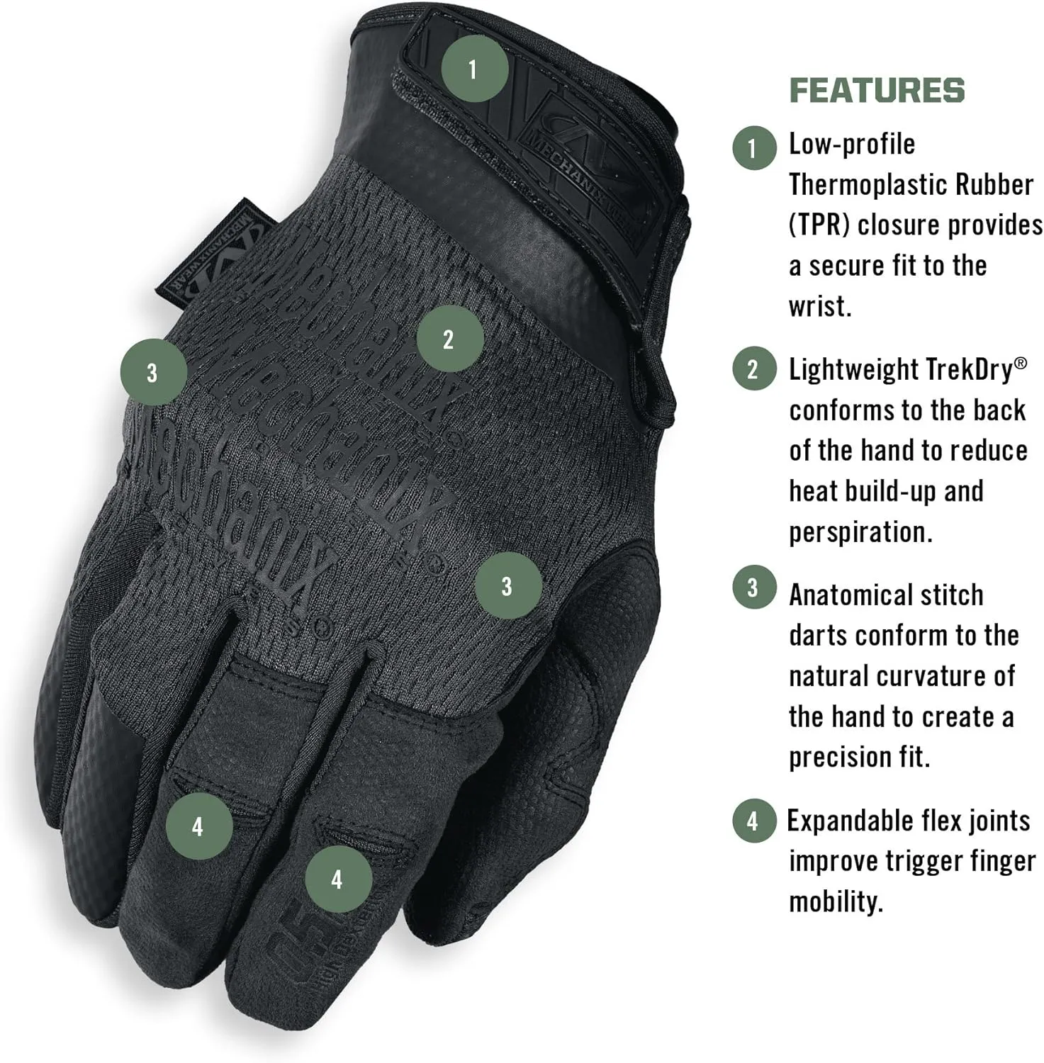 Mechanix Wear: Tactical Specialty 0.5mm High-Dexterity Work Gloves with Secure Fit and Precision Feel, Tactical Gloves for Airsoft, Paintball, Utility Use, Gloves for Men (Black, Large)