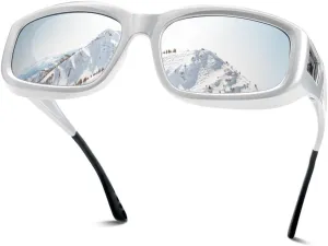 Meeloog Polarized Sports Sunglasses Fit Over Glasses for Men Women, Wrap Around UV Protection Shades Driving Cycling Fishing