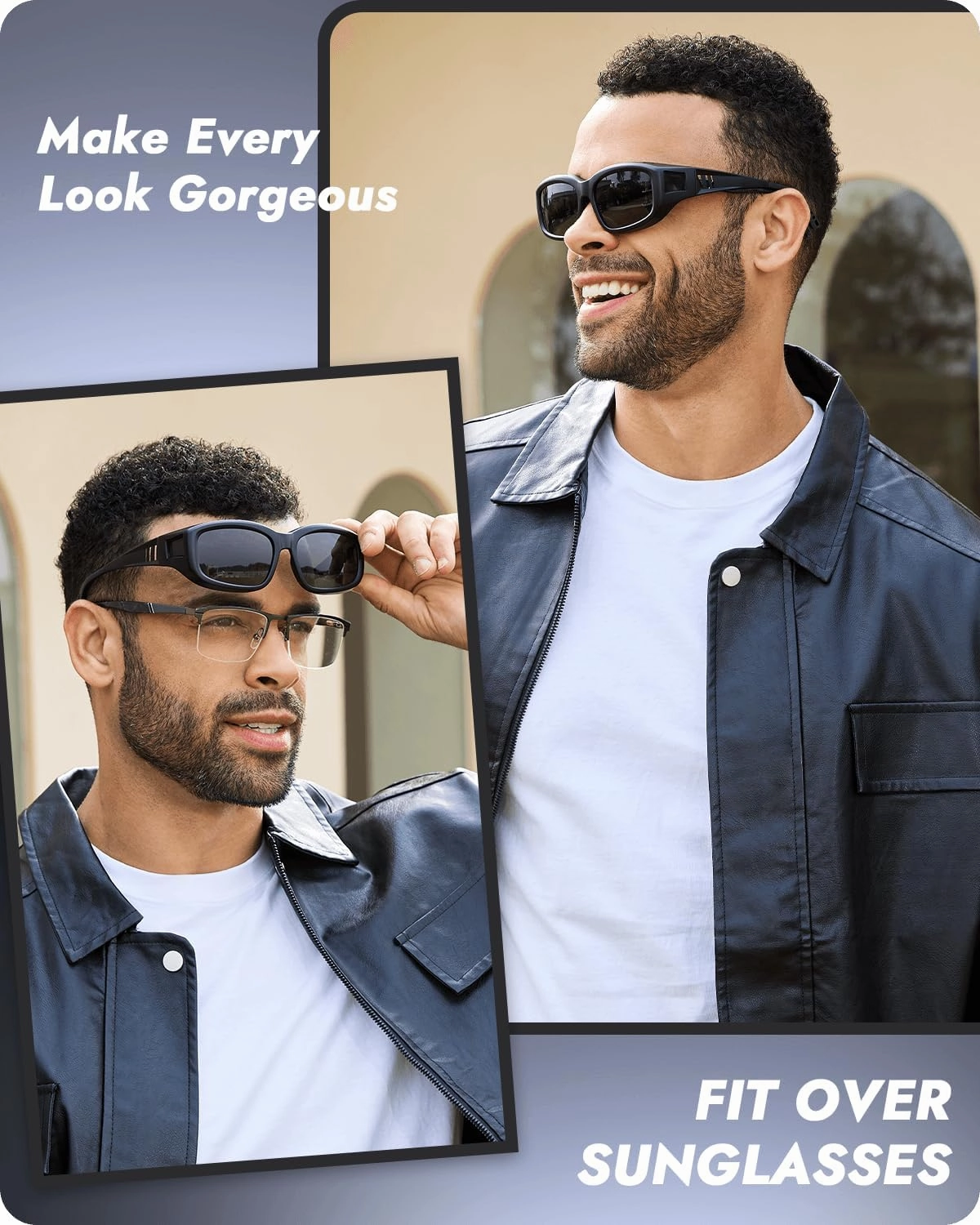 Meeloog Polarized Sports Sunglasses Fit Over Glasses for Men Women, Wrap Around UV Protection Shades Driving Cycling Fishing