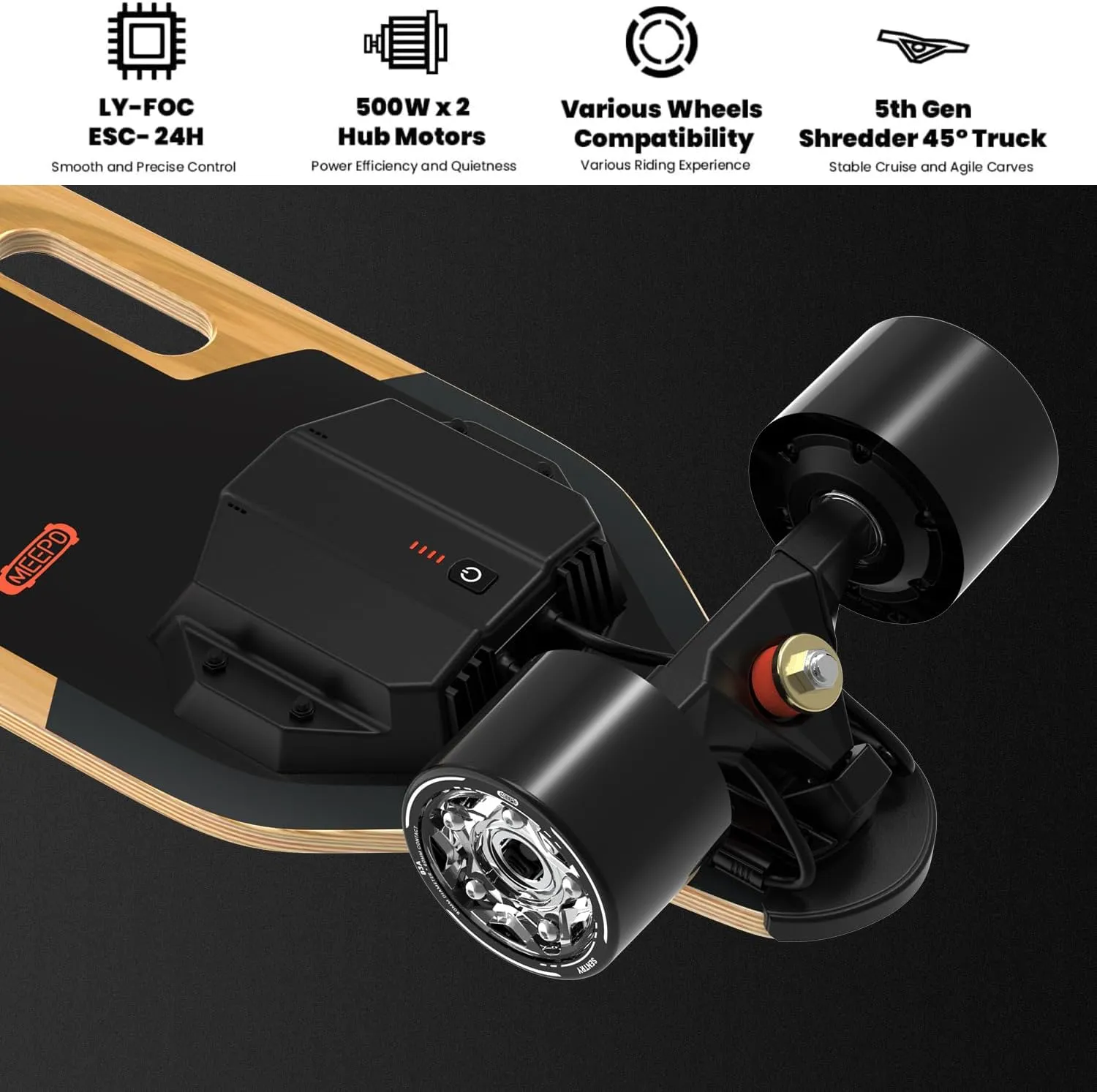 MEEPO Campus/V3 Max/V5/ENVY Electric Skateboard with Remote, Top Speed Up to 29 Mph, 4 Speed Smooth Braking, Easy Carry Handle Design, Suitable for Adults & Teens Beginners