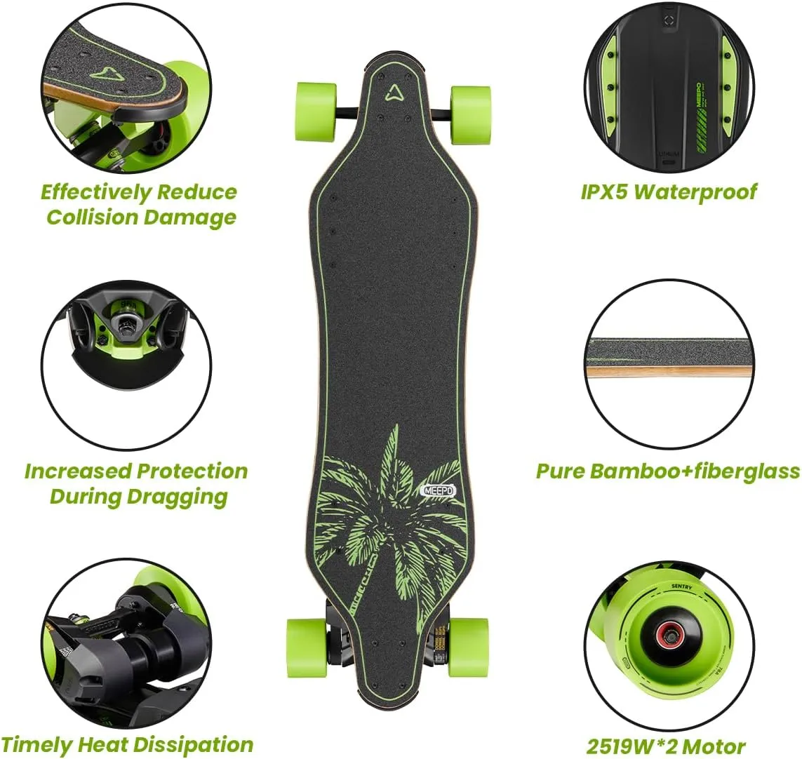 MEEPO Campus/V3 Max/V5/ENVY Electric Skateboard with Remote, Top Speed Up to 29 Mph, 4 Speed Smooth Braking, Easy Carry Handle Design, Suitable for Adults & Teens Beginners
