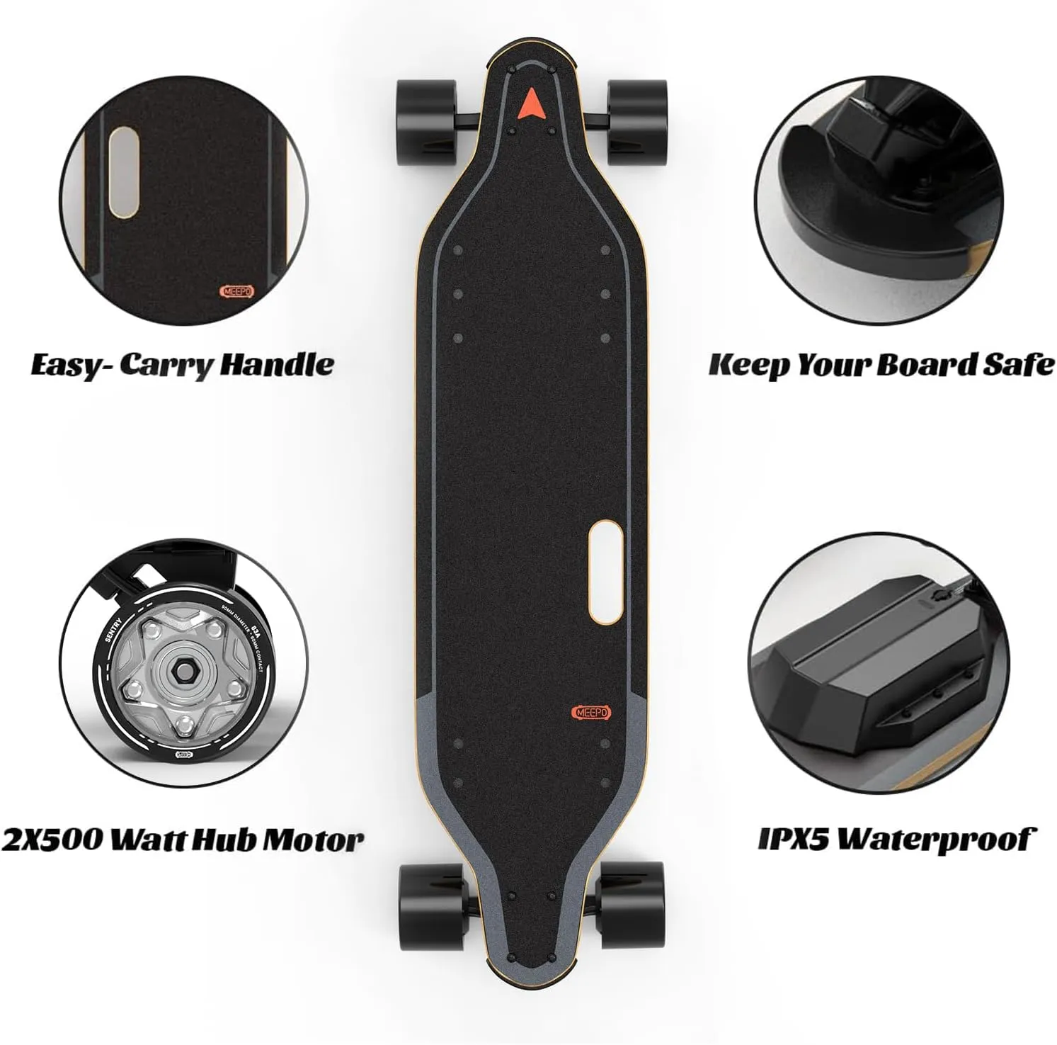 MEEPO Campus/V3 Max/V5/ENVY Electric Skateboard with Remote, Top Speed Up to 29 Mph, 4 Speed Smooth Braking, Easy Carry Handle Design, Suitable for Adults & Teens Beginners