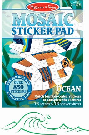Melissa & Doug Mosaic Sticker Pad Ocean Animals (12 Color Scenes to Complete with 850  Stickers) - FSC-Certified Materials