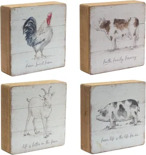 Melrose Set of 4 Wood Farm Sign with White Finish 85631DS