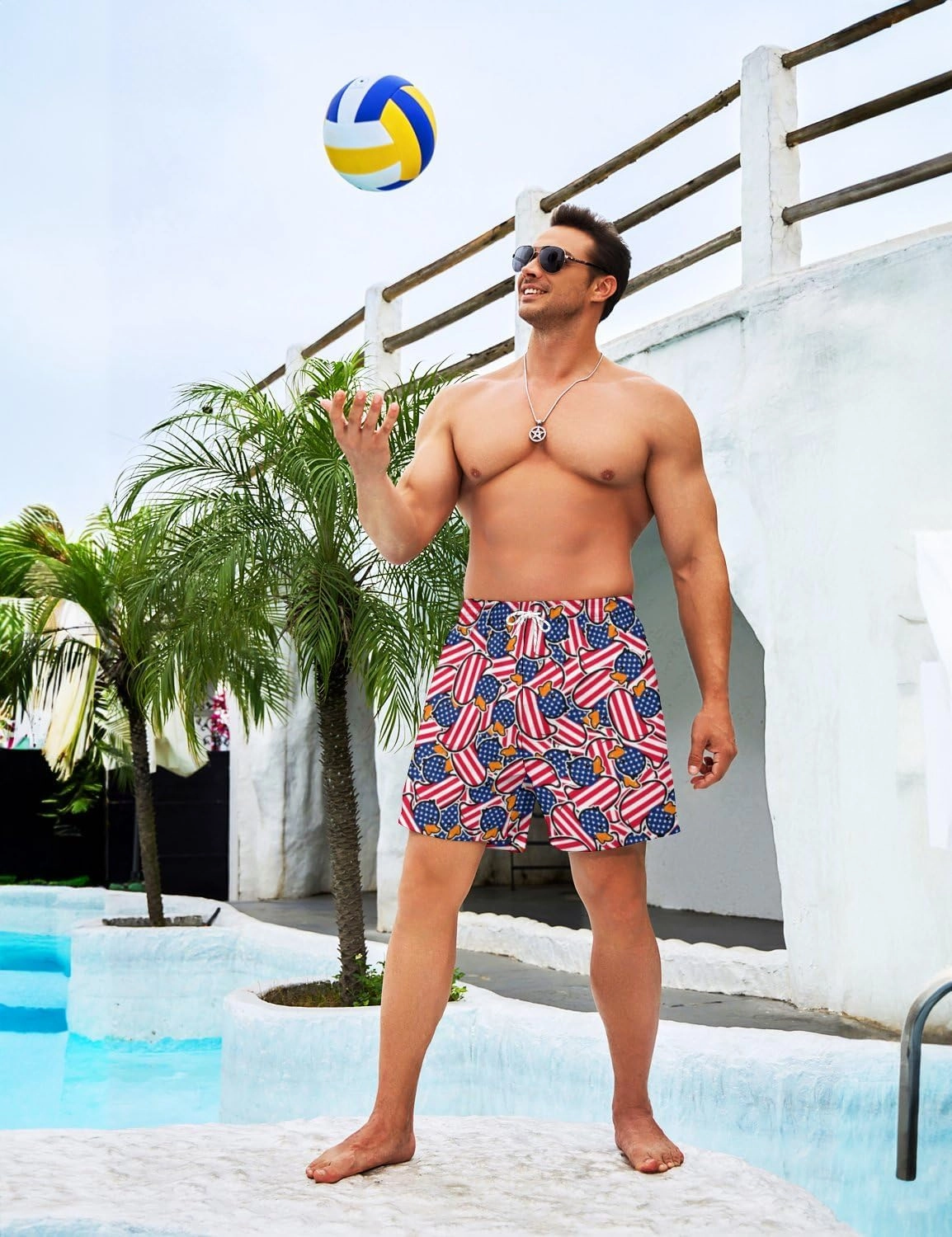 Men's Swim Trunks with Compression Liner 5" Inseam Mens Quick Dry Board Shorts with 4 Pockets for Beach Vacation