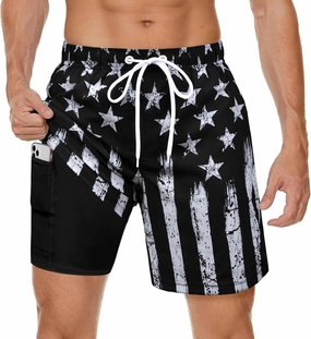 Men's Swim Trunks with Compression Liner Bathing Suits Swimwear Swimming Board Beach Shorts 7“ Quick Dry Swimsuit