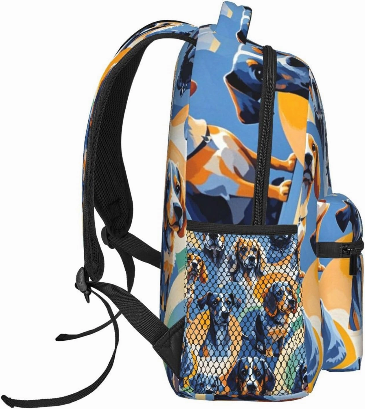 Men Women Lightweight Funny Pet Dogs Art Backpack Large Capacity Bookbag With Smooth Zippers for Gym Business Running