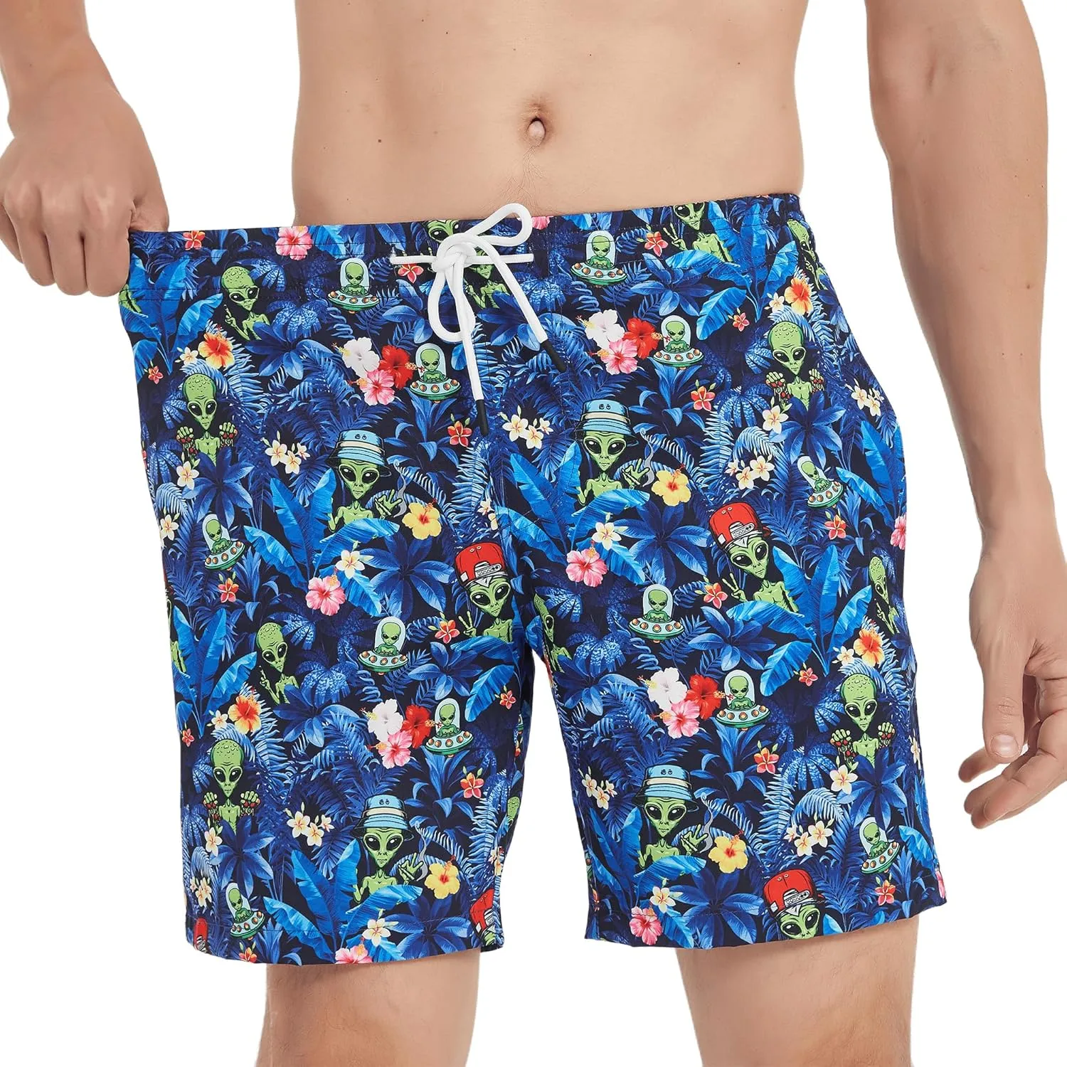 Mens Swim Trunks 7 Inch Inseam Board Shorts with Compression Liner Swimsuit Bathing Suit Quick Dry
