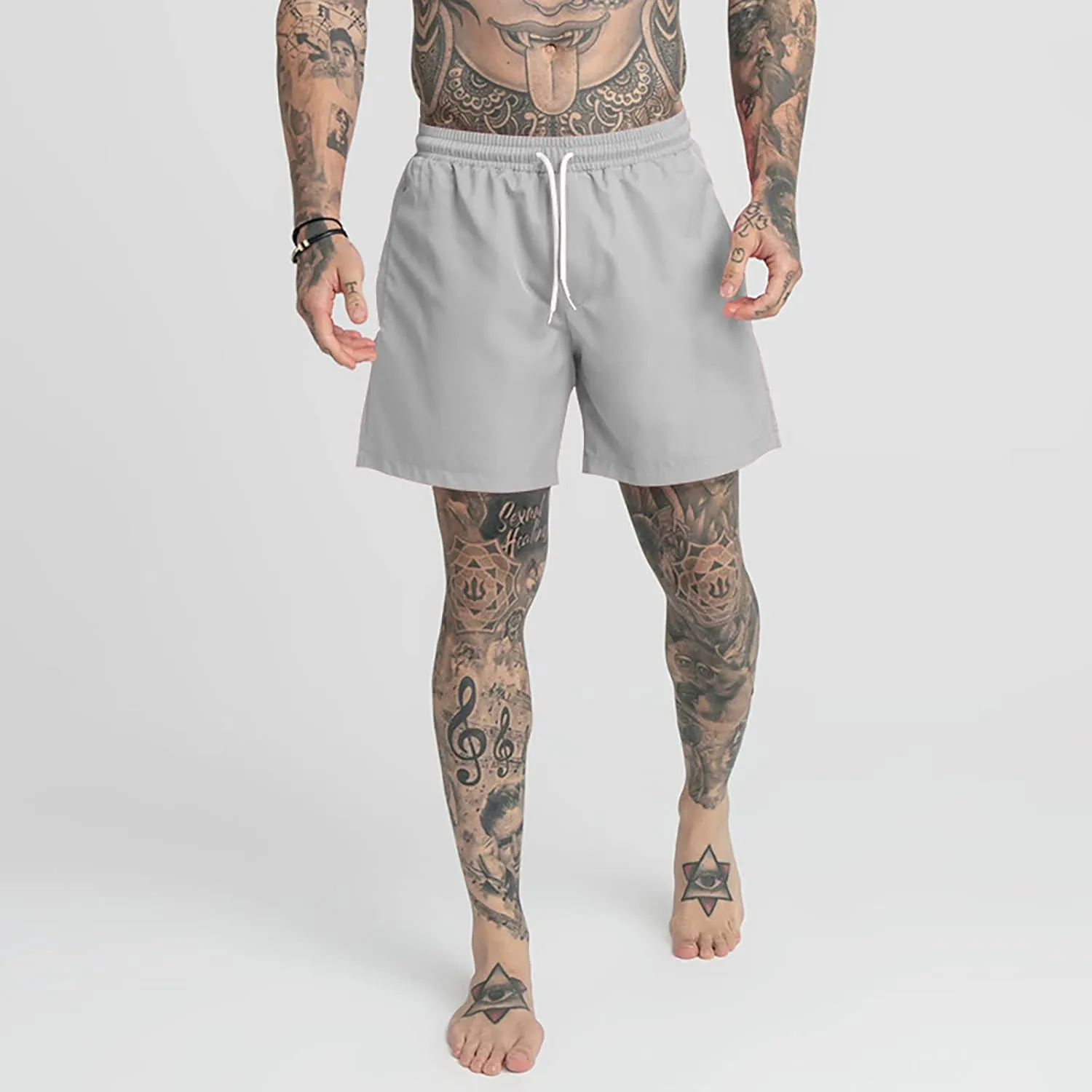 Men's Swim Trunks Quick Dry Shorts Summer Black Elastic Waist Casual Board Beach Vacation Outfits Swimwear Bathing