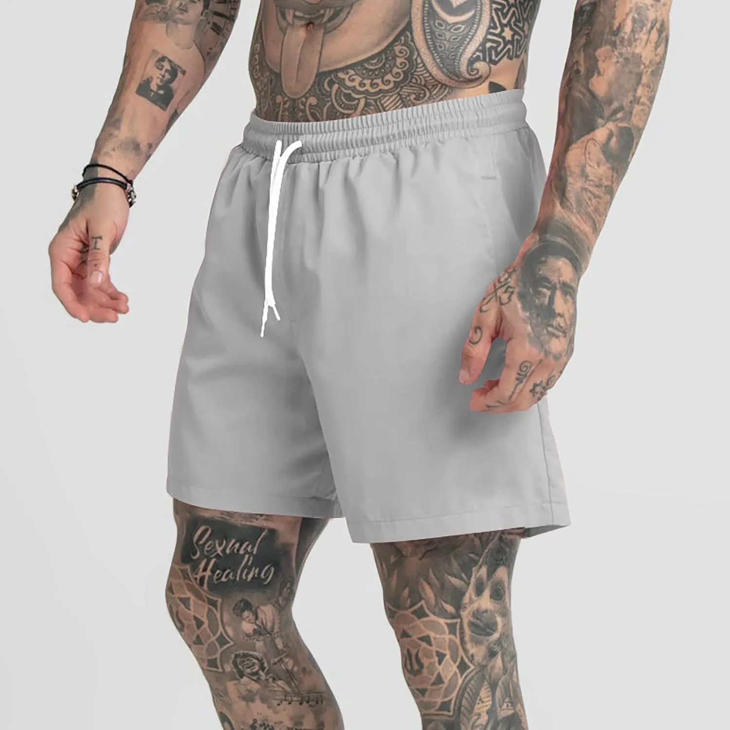 Men's Swim Trunks Quick Dry Shorts Summer Black Elastic Waist Casual Board Beach Vacation Outfits Swimwear Bathing