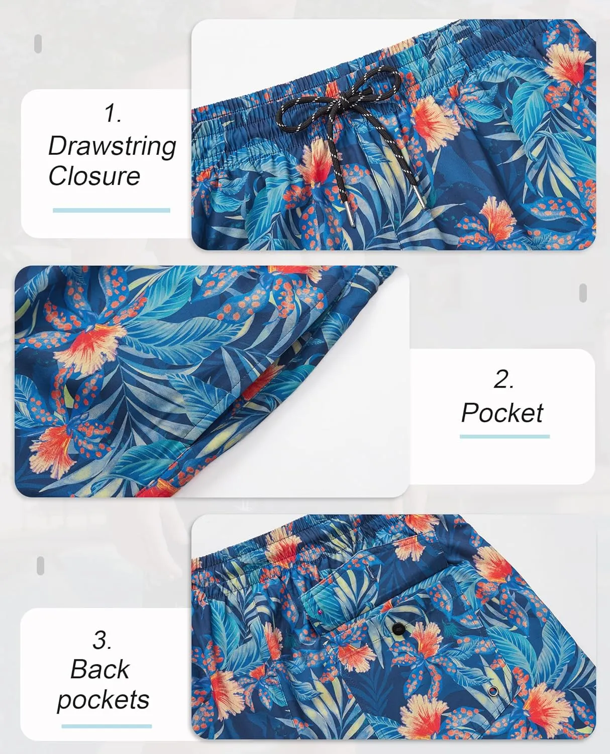 Mens Swim Trunks with Compression Lined Short Bathing Suits for Men 5 Inch Inseam Liner Men's Swimming Trunk