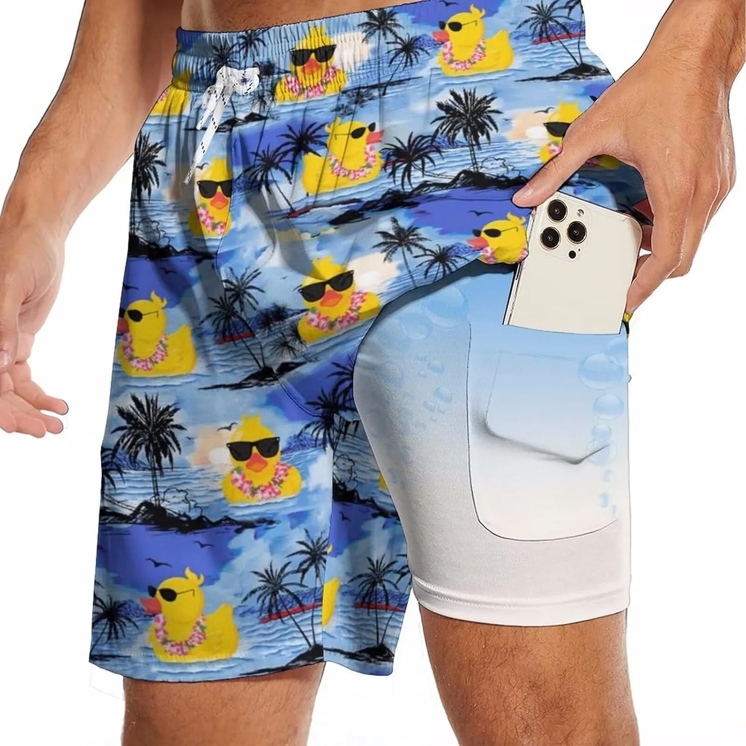 Mens Swim Trunks with Compression Liner 2 in 1 Quick-Dry Swim Shorts Men Board Shorts Swimwear for Swimming Beach