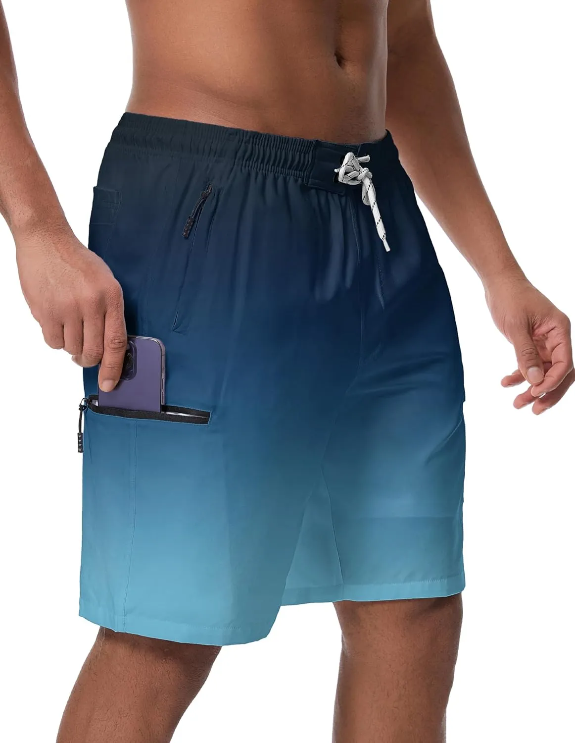 Mens Swim Trunks with Compression Liner Swimming Trunks 9 Inch Bathing Suit Quick Dry Swim Shorts Cargo Shorts