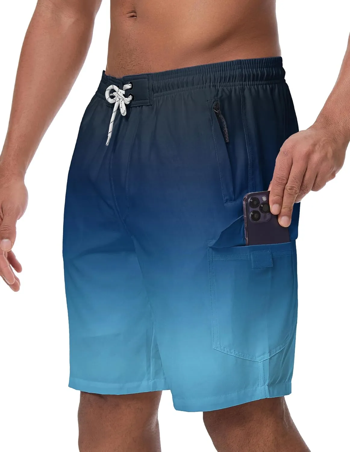 Mens Swim Trunks with Compression Liner Swimming Trunks 9 Inch Bathing Suit Quick Dry Swim Shorts Cargo Shorts