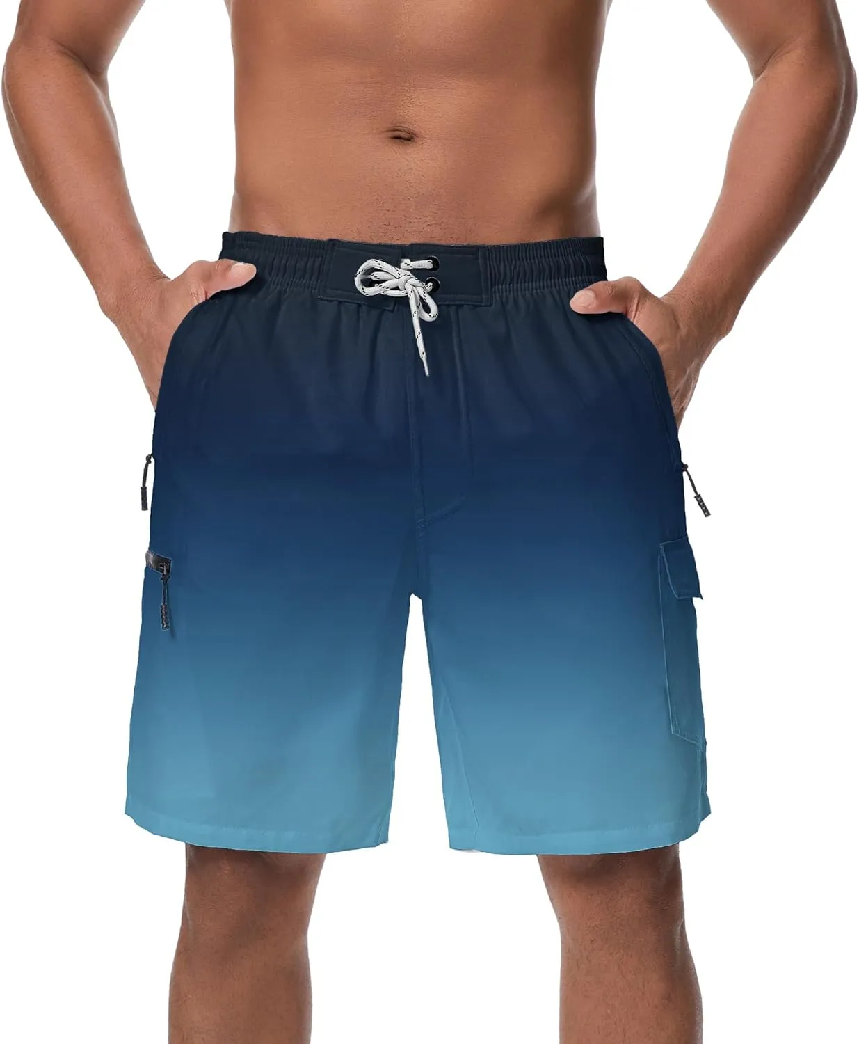 Mens Swim Trunks with Compression Liner Swimming Trunks 9 Inch Bathing Suit Quick Dry Swim Shorts Cargo Shorts