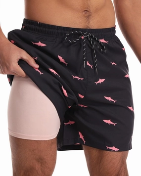 Mens Board Shorts with Pockets 5 inch Swim Trunks with Compression Liner, Quick Dry Beach Short Men Bathing Suits