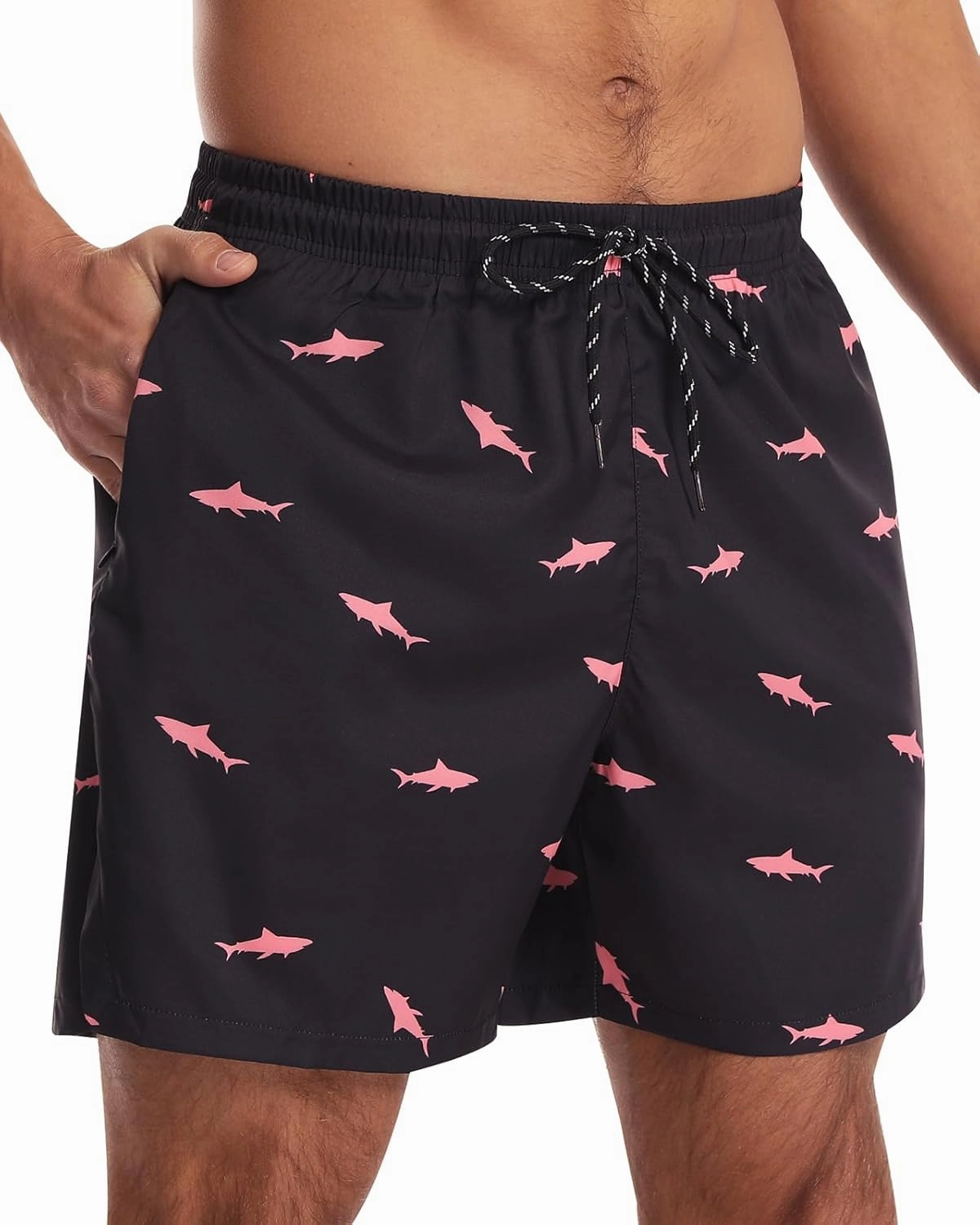 Mens Board Shorts with Pockets 5 inch Swim Trunks with Compression Liner, Quick Dry Beach Short Men Bathing Suits
