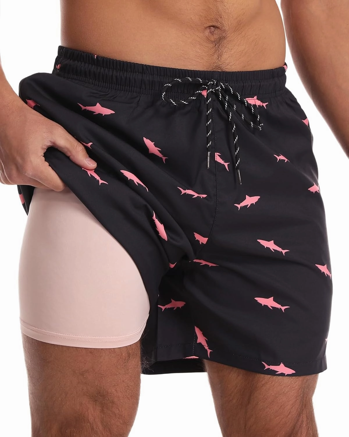 Mens Board Shorts with Pockets 5 inch Swim Trunks with Compression Liner, Quick Dry Beach Short Men Bathing Suits