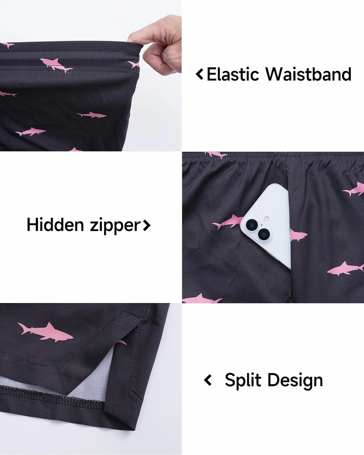 Mens Board Shorts with Pockets 5 inch Swim Trunks with Compression Liner, Quick Dry Beach Short Men Bathing Suits