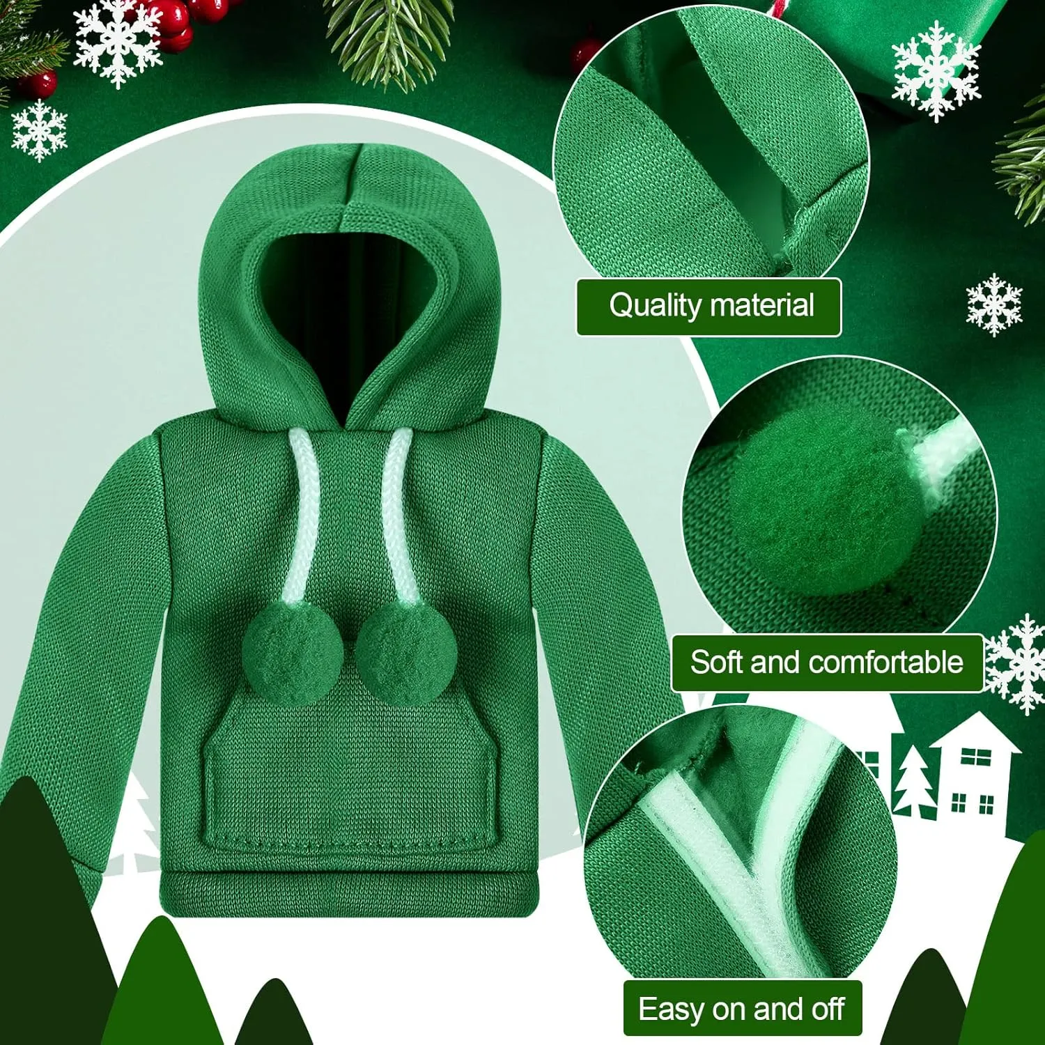 Meooeck 6 Pieces Christmas Accessories Set Including 2 Holiday Clothes Outfit, and 4 Novelty Toy Accessories for Kid(Fishing)