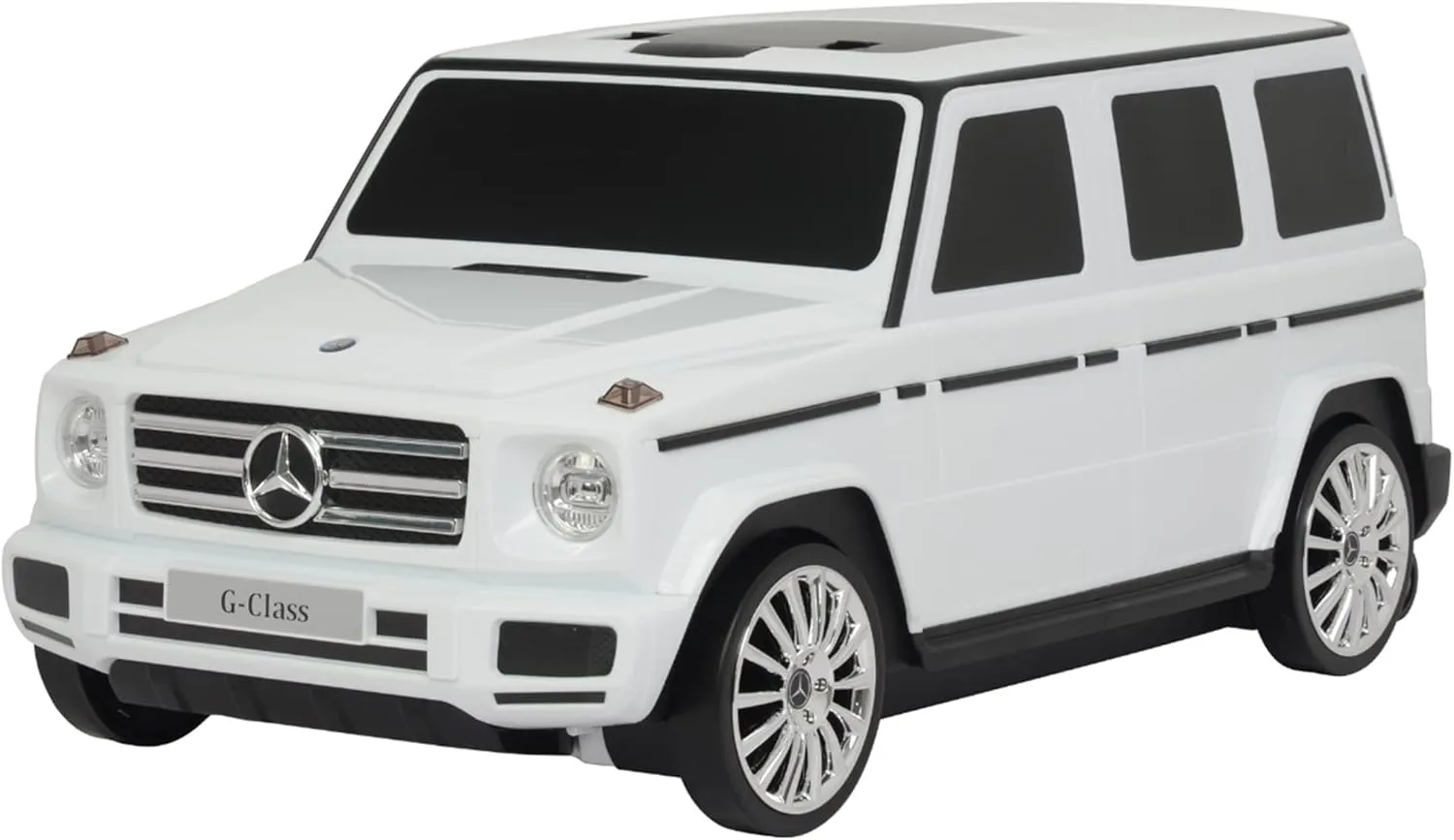 Mercedes G-Class Suitcase Ride On Push Car, Carry-On Luggage for Travel, Realistic Car Look, Inbuilt Storage Space, Compact Size, for Kids Aged 2-6 Years, Large, White