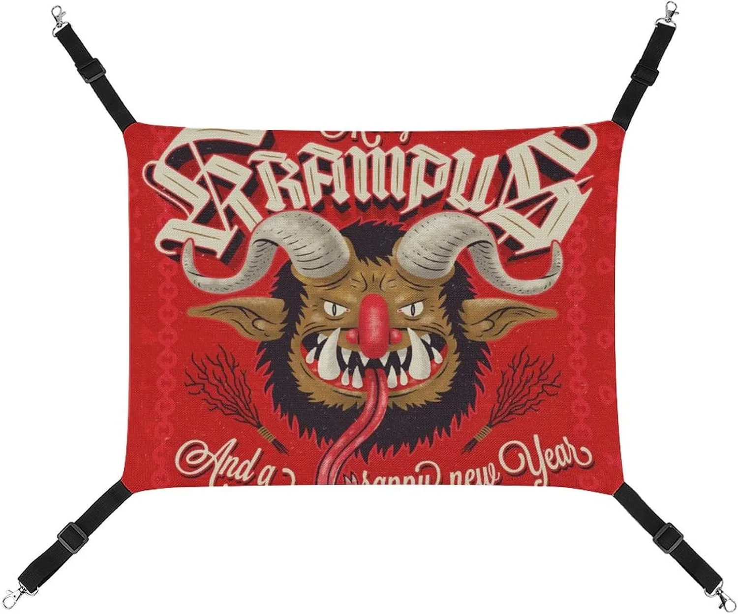 Merry Krampus Hanging Cat Bed Soft Breathable Pet Hammock for Cage Pet Sleeper for Kitten Ferret Puppy Rabbit