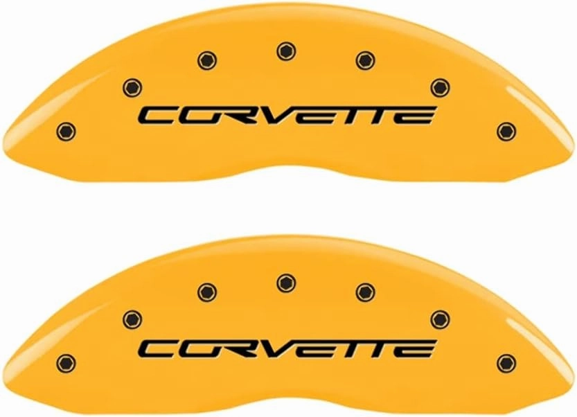 MGP Brake Caliper Covers for 2005-2013 Chevrolet Corvette - C6 Z51 Package - Yellow Powder-Coated Finish, Engraved Corvette Logo, Front and Rear Aluminum Caliper Covers (Set of 4)