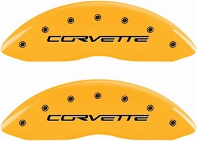 MGP Brake Caliper Covers for 2005-2013 Chevrolet Corvette - C6 Z51 Package - Yellow Powder-Coated Finish, Engraved Corvette Logo, Front and Rear Aluminum Caliper Covers (Set of 4)