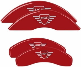 MGP Brake Caliper Covers for Jeep Grand Cherokee L (2021-24’) Requires 18”  Wheels and Rear Vented Rotors - Powder Coated Red, Engraved MGP logo, Aluminum Front and Rear Caliper Covers (Set of 4)