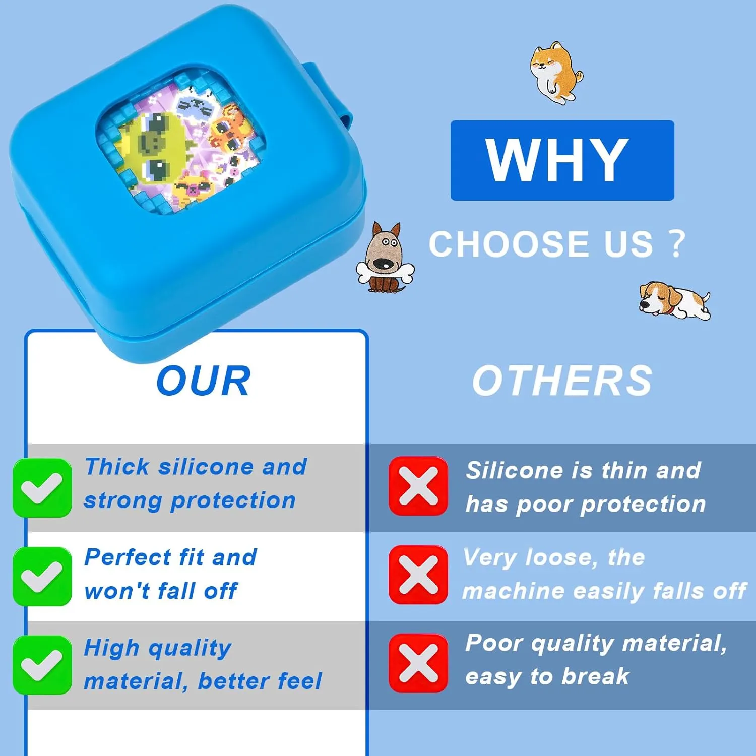 MGZNMTY Silicone Case for Bitzee Magicals Interactive Toy Digital Pet and Case, Protective Skin Cover for New Bitsy Electronic Virtual Pet (Magic Blue)