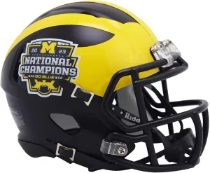 Michigan Wolverines Riddell 2023 College Football Playoff Champions Speed Mini Helmet - College Mini Helmets