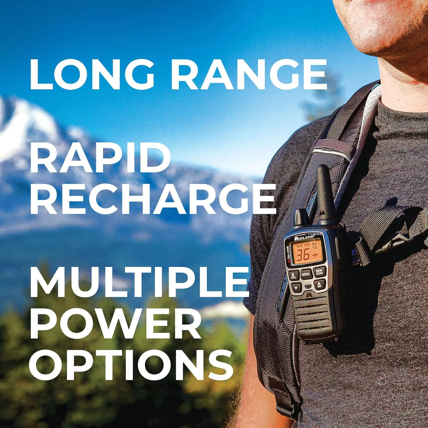 Midland T77VP5 X-TALKER Long Range Walkie-Talkie FRS Two-Way Radio for Camping Overlanding NOAA Weather Scan   Alert, 121 Privacy Codes - Includes Carrying Case & Headset Black/Silver, 2 Radio Bundle