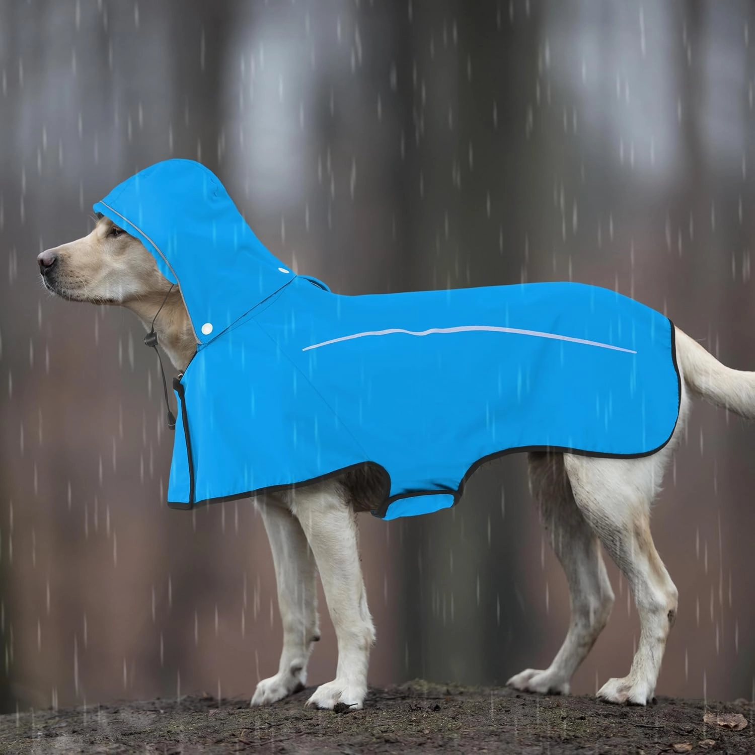 Mile High Life Dog Raincoat, Adjustable Waterproof Pet Rain Jacket, Reflective Hooded Poncho for Small Medium Large Dogs, Lightweight Breathable Pet Rain Coat (Blue,XL Chest 31"-37")