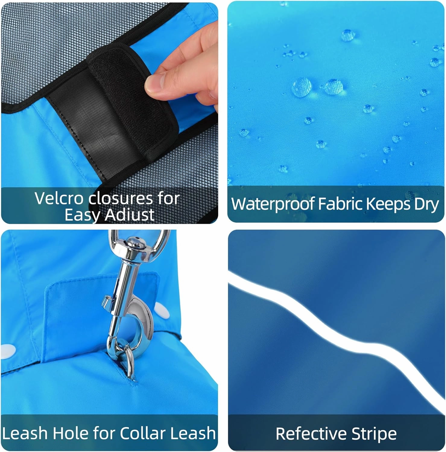 Mile High Life Dog Raincoat, Adjustable Waterproof Pet Rain Jacket, Reflective Hooded Poncho for Small Medium Large Dogs, Lightweight Breathable Pet Rain Coat (Blue,XL Chest 31"-37")