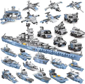 Military Army Building Toys for 3 4 5 6 7 8 9 10 11 12  Year Old Boys 8IN1 USS Missouri Battleship Stem Building Blocks Military Bricks 25 Models Engineering Kits Educational Toys