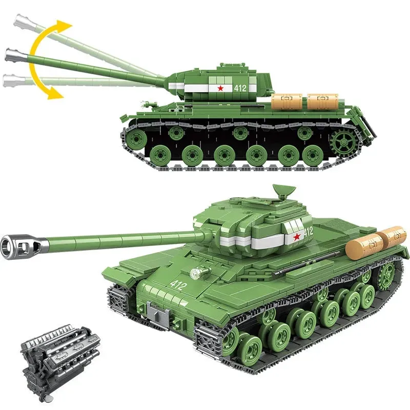Military WW2 Soviet Army IS-2M Heavy Tank Bricks Toy
