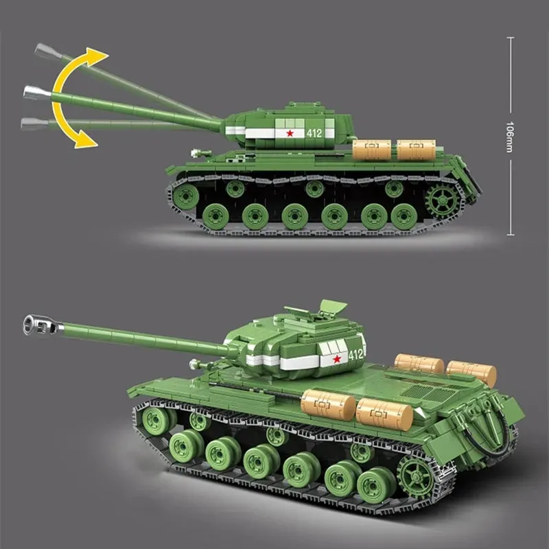 Military WW2 Soviet Army IS-2M Heavy Tank Bricks Toy