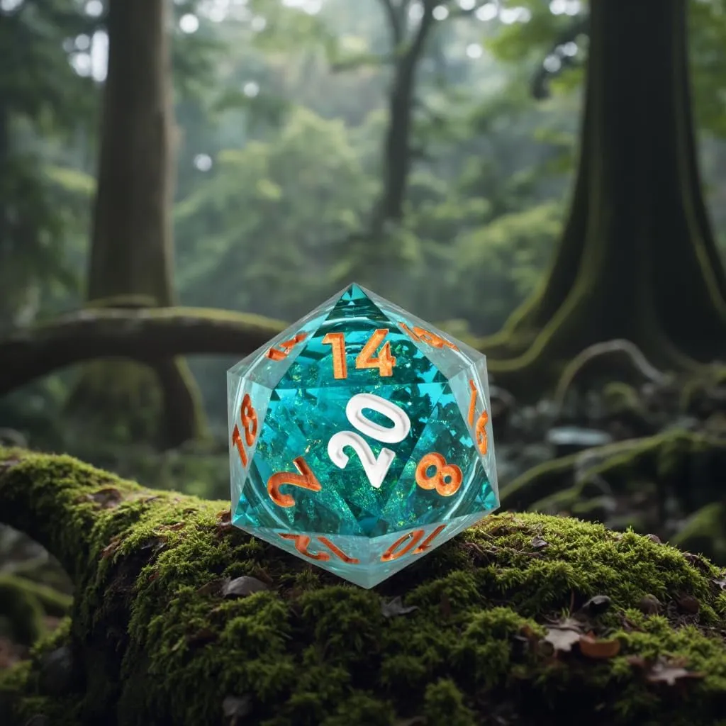 Mini Planet Resin 50mm Chonk D20 Polyhedral DND Board Game Liquid Core RPG Sharp Edge Dice