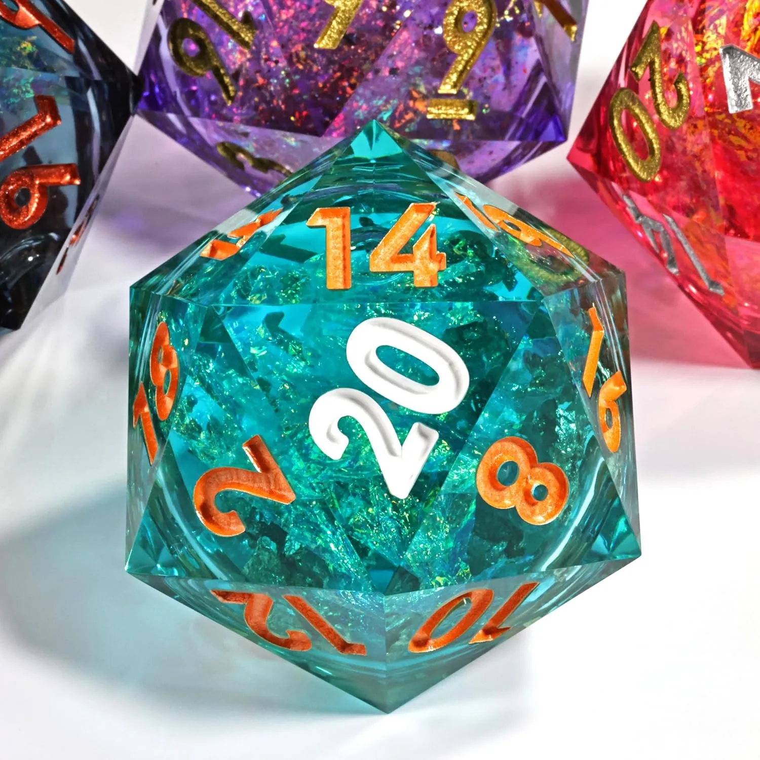 Mini Planet Resin 50mm Chonk D20 Polyhedral DND Board Game Liquid Core RPG Sharp Edge Dice