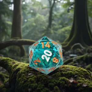 Mini Planet Resin 50mm Chonk D20 Polyhedral DND Board Game Liquid Core RPG Sharp Edge Dice