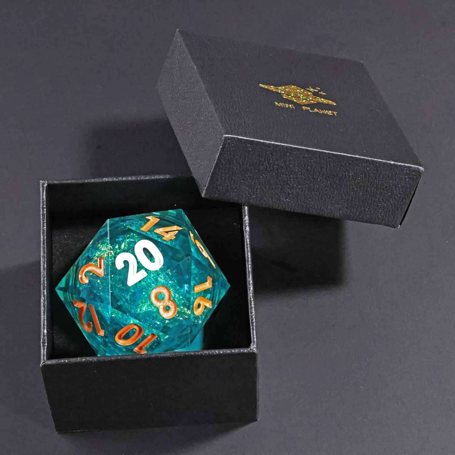 Mini Planet Resin 50mm Chonk D20 Polyhedral DND Board Game Liquid Core RPG Sharp Edge Dice